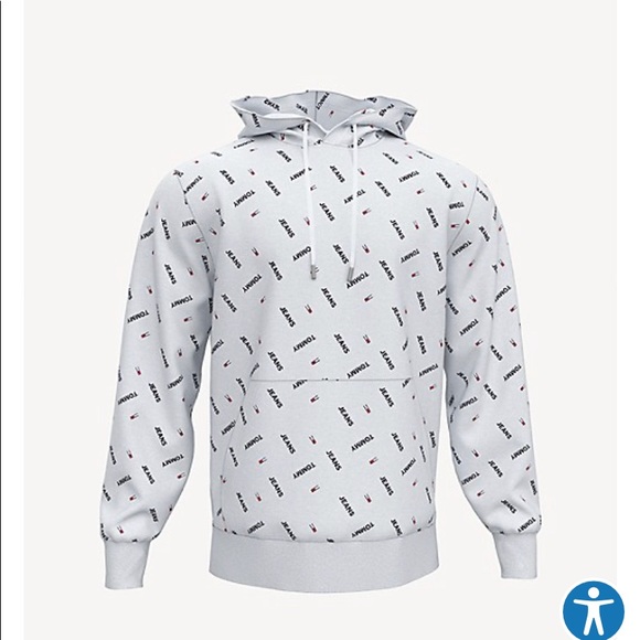 Tommy Hilfiger Men's All Over Print Hoodie-White - Picture 5 of 5
